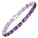 21.84 Carat Genuine Amethyst and Rhodolite Granet .925 Sterling Silver Bracelet-1