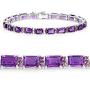 21.84 Carat Genuine Amethyst and Rhodolite Granet .925 Sterling Silver Bracelet-2