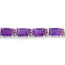 21.84 Carat Genuine Amethyst and Rhodolite Granet .925 Sterling Silver Bracelet-3