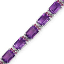 21.84 Carat Genuine Amethyst and Rhodolite Granet .925 Sterling Silver Bracelet-4