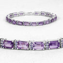 21.84 Carat Genuine Amethyst and Rhodolite Granet .925 Sterling Silver Bracelet-5