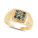14K Yellow Gold Plated 0.63 Carat Genuine Blue Diamond .925 Sterling Silver Ring-2