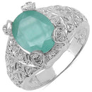 2.52 Carat Genuine Emerald & White Topaz .925 Sterling Silver Ring-1