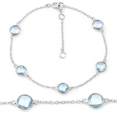 5.00 Carat Genuine Blue Topaz .925 Sterling Silver Bracelet - 0