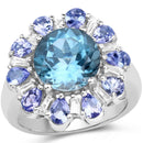 6.19 Carat Genuine London Blue Topaz, Tanzanite & White Topaz .925 Sterling Silver Ring-1