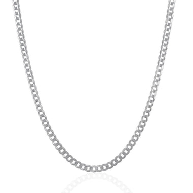 3.6mm 14k White Gold Solid Curb Chain - 0