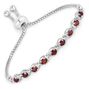 1.80 Carat Genuine Garnet .925 Sterling Silver Bracelet-1