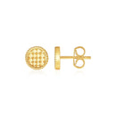 14k Yellow Gold Textured Circle Post Earrings-1