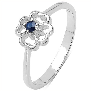 0.07 Carat Genuine Blue Sapphire .925 Sterling Silver Ring - 0