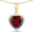5.76 Carat Genuine Garnet and White Topaz .925 Sterling Silver Pendant-1