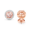 0.93 Carat Genuine Morganite and White Diamond 14K Rose Gold Earrings-3