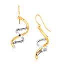 14k Two Tone Gold Double Helix Polished Dangling Earrings-1