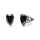 14K White Gold 2.00 Cttw Pear Cut Black Diamond Stud Earrings-2