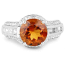 2.81 Carat Genuine Citrine and White Topaz .925 Sterling Silver Ring-3