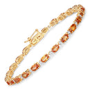 7.39 Carat Genuine Orange Sapphire and White Diamond 14K Yellow Gold Bracelet-2