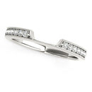 14k White Gold Curved Section Antique Style Diamond Wedding Band (1/8 cttw)-1