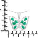 1.91 Carat Genuine Emerald and White Zircon .925 Sterling Silver Pendant-3