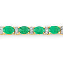 14.05 Carat Genuine Zambian Emerald and White Diamond 14K Yellow Gold Bracelet-2