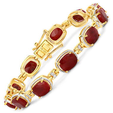 21.11 Carat Dyed Ruby and White Diamond .925 Sterling Silver Bracelet - 0