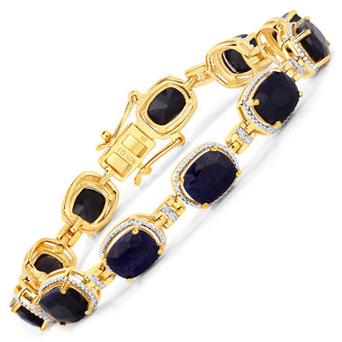 21.11 Carat Dyed Sapphire and White Diamond .925 Sterling Silver Bracelet - 0