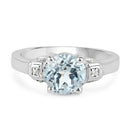 2.28 Carat Genuine Blue Topaz and White Topaz .925 Sterling Silver Ring-3