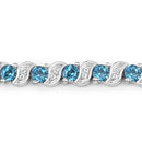 1.34 Carat Genuine London Blue Topaz and White Topaz .925 Sterling Silver Bracelet-6