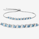 1.34 Carat Genuine London Blue Topaz and White Topaz .925 Sterling Silver Bracelet-8