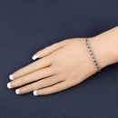 1.34 Carat Genuine London Blue Topaz and White Topaz .925 Sterling Silver Bracelet-9