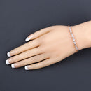 0.89 Carat Genuine Morganite and White Topaz .925 Sterling Silver Bracelet-10