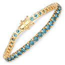 13.07 Carat Genuine Blue Diamond 14K Yellow Gold Bracelet-1