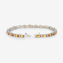 12.33 Carat Genuine Orange Sapphire and White Diamond 14K White Gold Bracelet-4