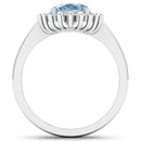 1.24 Carat Genuine Aquamarine and White Diamond 14K White Gold Ring-2