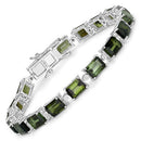 19.04 Carat Genuine Green Tourmaline and White Diamond 14K White Gold Bracelet-5