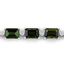 19.04 Carat Genuine Green Tourmaline and White Diamond 14K White Gold Bracelet-6