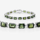 19.04 Carat Genuine Green Tourmaline and White Diamond 14K White Gold Bracelet-9