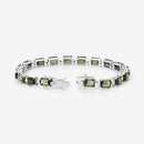 19.04 Carat Genuine Green Tourmaline and White Diamond 14K White Gold Bracelet-12