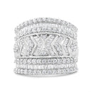 .925 Sterling Silver 2.0 Cttw Diamond Edge Multi-Row Ring Band ( J-K Color, I3 Clarity) - Ring Size 7-2