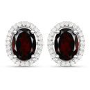 2.77 Carat Genuine Garnet and White Diamond .925 Sterling Silver Earrings-1