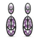 12.45 Carat Genuine Amethyst and Black Spinel .925 Sterling Silver Earrings-1