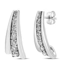 .925 Sterling Silver 1 Cttw Round Diamond Graduated Huggie Earrings (I2-I3 Clarity, I-J Color)-1
