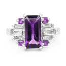 4.20 Carat Genuine Amethyst and White Topaz .925 Sterling Silver Ring-3