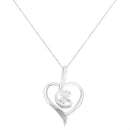 Espira 10K White Gold .03 Cttw Diamond-Accented Round-Cut Diamond Swirl Open Heart 18" Pendant Necklace (I-J Color, I2-I3 Clarity)-2