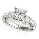 14k White Gold 3 Stone Antique Design Diamond Engagement Ring (1 3/4 cttw)-1
