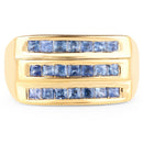 14K Yellow Gold Plated 1.05 Carat Genuine Blue Sapphire .925 Sterling Silver Ring-3
