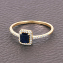 0.60 Carat Genuine Blue Sapphire and White Diamond 14K Yellow Gold Ring-4