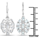2.93 Carat Genuine Aquamarine and White Topaz .925 Sterling Silver Earrings-3