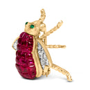 18K Yellow Gold 3/8 Cttw Diamond and 6 3/4 Cttw Red Ruby Bumblebee Brooch Pin (F-G Color, VS2-SI1 Clarity)-3