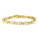 10K Yellow Gold 2.0 Cttw Invisible-Set Princess Cut Diamond Rectangular Link Bracelet (I-J Color, SI2-I1 Clarity) - 7"-1
