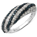 1.25 Carat Genuine Blue Diamond and White Diamond .925 Sterling Silver Ring-1