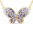 3.31 Carat Genuine Tanzanite and White Zircon .925 Sterling Silver Pendant-1